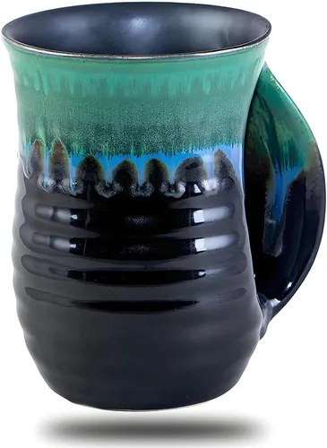 Miniatura 10 de Taza de café calentadora de manos para Navidad, taza grande de cerámica de 16 onzas, hecha a mano, regalo de cerámica con bolsillo contorneado