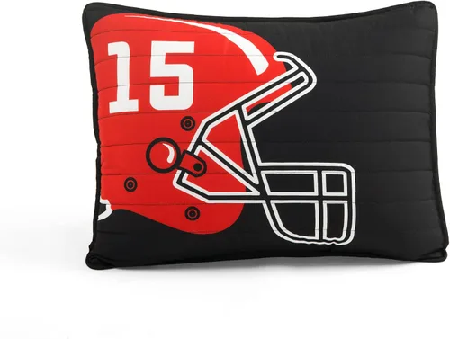 Miniatura 7 de Lush Decor Edredón reversible de fútbol americano tamaño individual de 4 piezas en negro y azul marino - Juego de ropa de cama para niños pequeños