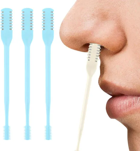 Miniatura 14 de AprYew Cortador de pelo nasal 2 en 1, recortador de vello nasal para hombres y mujeres, herramienta de extracción manual portátil de 360° con Beige