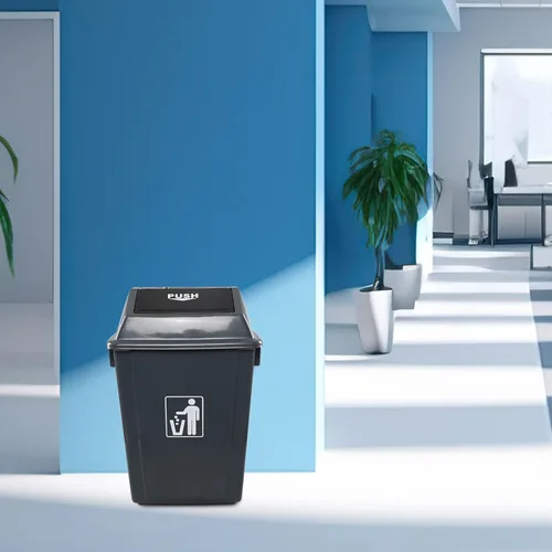 Miniatura 4 de Cubo de basura de 13 galones con tapa abatible (paquete de 4) – Cubo de basura de plástico comercial duradero, parte superior extraíble para una
