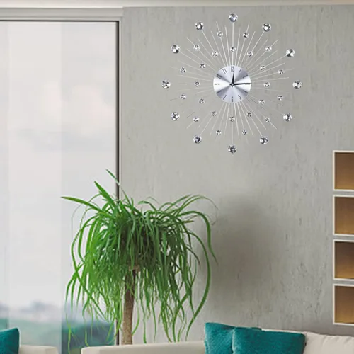 Miniatura 8 de Keenso Reloj de pared plateado metálico brillante, 20.1 x 20.1 x 2.0 in, resistente a la decoloración, requiere 1 batería AA, fácil de leer, buena