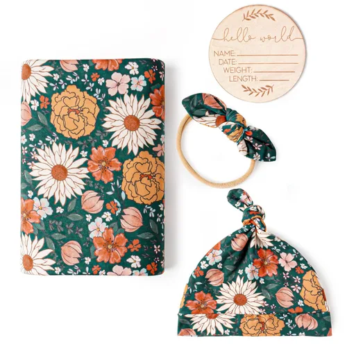 Miniatura 17 de Konssy Manta de Recién Nacida para Bebé Niña con juego de Banda para la Cabeza y Gorrito Set Manta Envolvente para Bebé para Guardería Crema