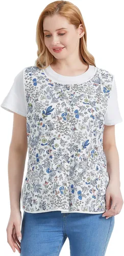 Miniatura 3 de Nanxson Delantal de mujer con bolsillos de parche, babero estampado de algodón, smock con botones para trabajo, cocina y chef CF3177