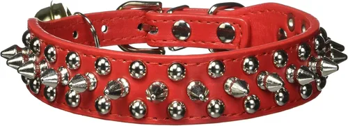 Miniatura 15 de Collar ajustable de piel sintética con remaches de clavos para gatos, cachorros y perros.