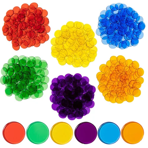 edxeducation Contadores transparentes | Juego de 500 | Manipulativos matemáticos para niños | Colores surtidos | 3/4 pulgadas | Contar, clasificar,