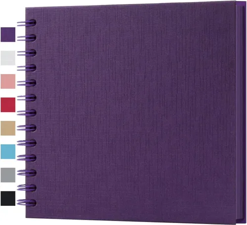 Miniatura 33 de potricher Álbum de scrapbook DIY de 10 x 10 pulgadas, 80 páginas de papel kraft grueso negro en blanco, libro de recuerdos para bodas y aniversarios