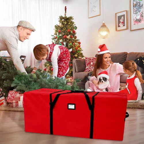 Miniatura 7 de AerWo Bolsa de almacenamiento para árbol de Navidad de 7.5 pies, caja de almacenamiento grande para árbol de Navidad, contenedores de almacenamiento