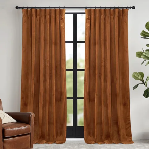 Miniatura 31 de RYB HOME Cortinas elegantes de terciopelo verde de 108 pulgadas de largo, bloqueo de luz, aislamiento térmico, elegantes cortinas de terciopelo