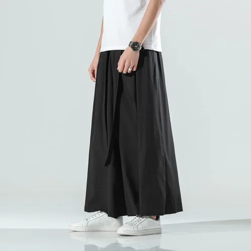 Miniatura 2 de Seidarise Pantalones de yoga japoneses de lino estilo harén de pierna ancha para hombre, estilo harén, estilo hip hop, holgados