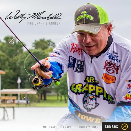 Miniatura 7 de Lew's Crappie Thunder - Carrete giratorio y caña de pescar, 2 piezas de grafito IM6 en blanco, recuperación de mano derecha o izquierda