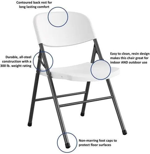 Miniatura 5 de Cosco 6028632 - Silla plegable Cosco de 32.5 x 21.75 pulgadas, color blanco
