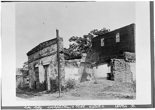 HistoricalFindings Foto: Ruinas de la tienda de Ghirardelli, Hornitos, Condado de Mariposa, California, CA, HABS