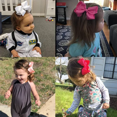 Miniatura 7 de Lazos para el pelo de 4.5 pulgadas para niñas, cinta de grogrén, lazos grandes para el cabello, pinzas de cocodrilo, accesorios para el cabello