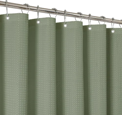 Miniatura 10 de Cortina de ducha de tela impermeable 2 en 1, no necesita forro separado, tejido de gofre estilo hotel, limpieza sin esfuerzo y lavable, 36 pulgadas