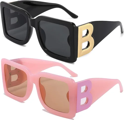 Miniatura 30 de PORADAY Gafas de sol cuadradas grandes de moda para mujeres y hombres, marco grueso negro de lujo, gafas de sol modernas con montura grande