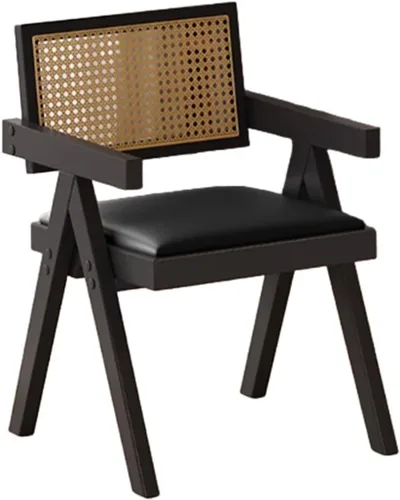 YVYKFZD Juego de sillas de comedor de ratán, sillas de comedor de madera, sillas de cocina con respaldo tejido, sillón tapizado, silla auxiliar