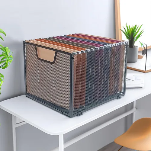 Miniatura 4 de Organizador de archivos colgante de malla metálica, caja de archivos para oficina/escuela/hogar, negro