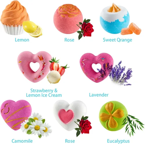 Miniatura 2 de 8 bombas de baño para el día de San Valentín para novias, niños y niñas, baño de burbujas, juego de regalo de bomba de baño natural, bombas de baño