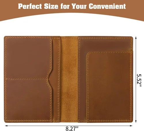 Miniatura 3 de Jack&Chris Funda de cuero para pasaporte, funda de viaje para hombres y mujeres, Marrón