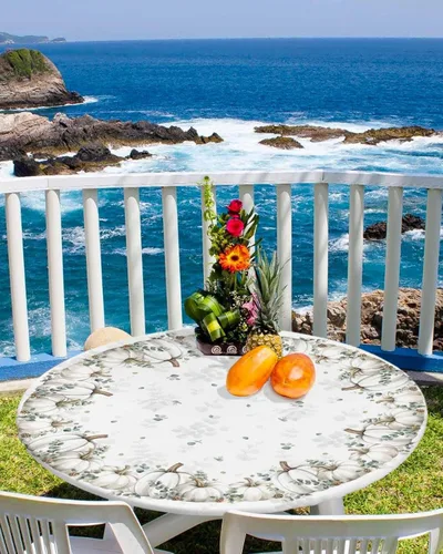 Miniatura 23 de Mantel redondo ajustado con diseño floral de mandala aguamarina, estilo étnico bohemio con borde elástico, impermeable, mantel circular de flores