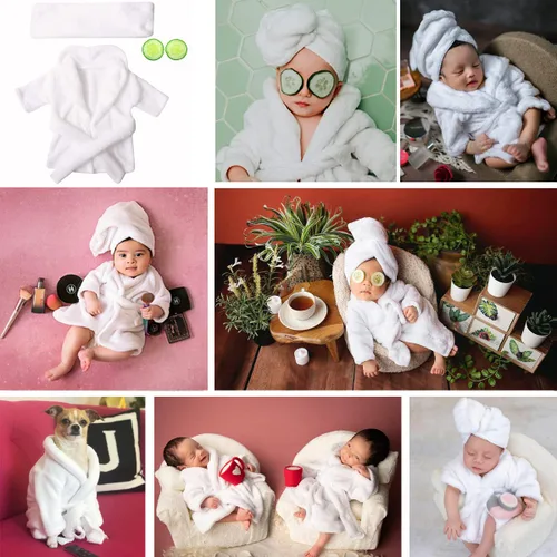 Miniatura 7 de M&G House Accesorios de fotografía para recién nacidos, trajes de baño, accesorios para sesión de fotos de bebé, bata de bebé niña, traje de foto 02
