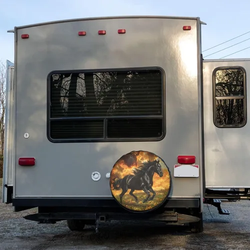 Miniatura 6 de Cubierta de neumático de repuesto con estampado de caballo 3D, impermeable y a prueba de polvo, para remolque, RV, SUV y muchos vehículos de 14