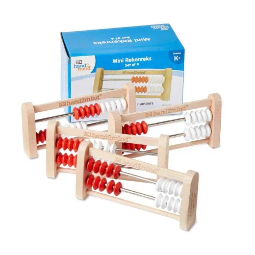 Miniatura 8 de hand2mind Mini Rekenrek de madera de 20 cuentas, estante de números para niños, ábaco para matemáticas, cuentas de conteo, manipuladores