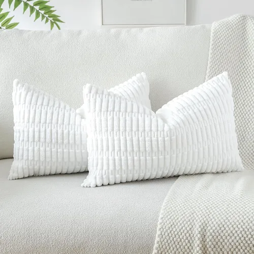 Miniatura 41 de OTOSTAR - Paquete de 2 fundas de cojín decorativas de pana suaves y a rayas estilo boho, fundas de cojín cuadradas para decoración del hogar, fundas