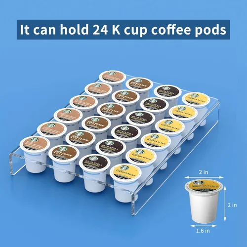 Miniatura 4 de AITEE Organizador de cajones de acrílico K Cup, bandeja organizadora de tazas K transparente para almacenamiento de cajones o encimeras, capacidad