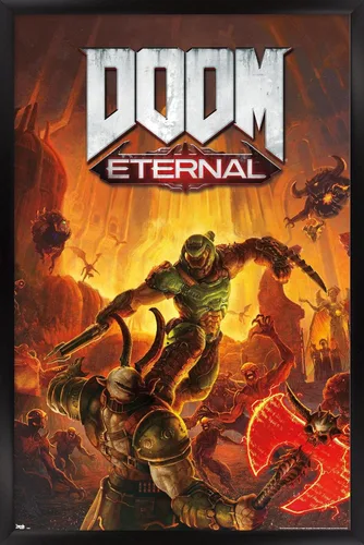 Miniatura 9 de Trends International Doom Eternal - Póster de pared Marauder, 22.4 pulgadas de largo x 14.7 pulgadas, versión enmarcada en madera de granero