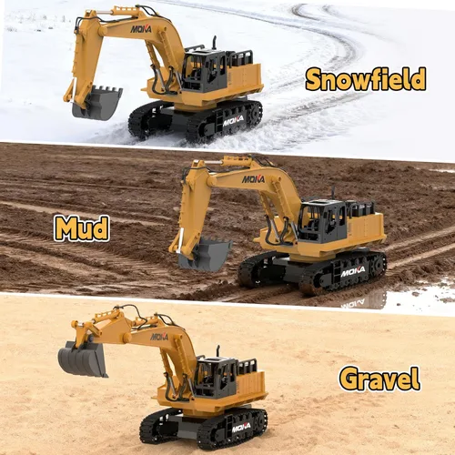 Miniatura 6 de Excavadora de juguete con control remoto, pala de metal con luces, sonidos y rotación de 680°, baterías de 2400 mAh, 120 minutos (máximo) tiempo