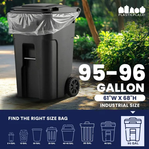 Miniatura 3 de Plasticplace Bolsas de basura transparentes y resistentes de 95-96 galones │ 2 mil │ Bolsas de basura transparentes resistentes │ 61 x 68 pulgadas