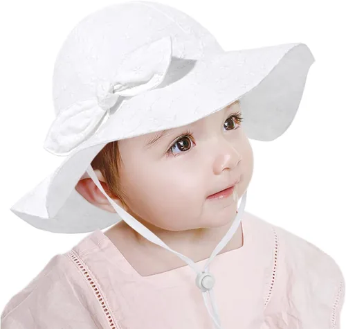 Miniatura 53 de Sombrero de sol para bebé niña con UPF 50+ sombrero de playa ajustable para exteriores con ala ancha