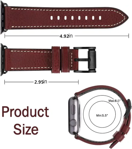 Miniatura 3 de HUAFIY Compatible para Correas de Apple Watch 42mm 44mm 45mm 46mm 49mm 38mm 40mm 41mm, Correa de Cuero Genuino para iWatch Serie 11/10/9/8, 7, 6, 5