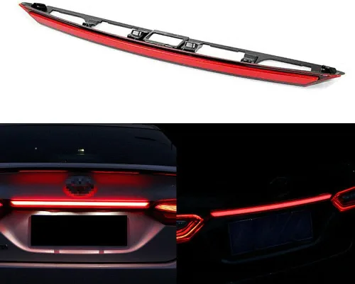 Miniatura 10 de Lente ahumada Lámpara de señal de giro secuencial dinámica LED DRL Luz de freno trasera trasera Barra de maletero compatible con Toyota Camry 2018