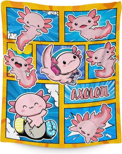 Miniatura 13 de Axolotl - Manta para niñas, tamaño de regazo de 30 x 40 pulgadas, suave, mullida, acogedora, para regalo, manta colorida y bonita para sofá, sala