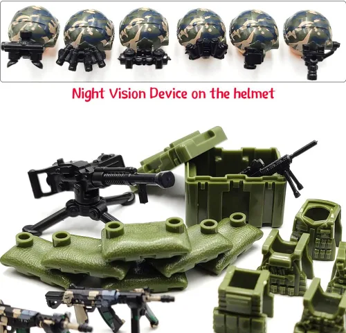 Miniatura 4 de ZHX Paquete de Armas Accesorios Militares Juguetes de Bloques de Construcción, Incluye Casco NVD Armadura Corporal Traje E.O.D Pistola de Camuflaje