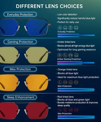 Miniatura 8 de ANYLUV Gafas de luz azul para hombres y mujeres, gafas de protección ocular para juegos, lentes de computadora con bloqueo de luz azul de metal