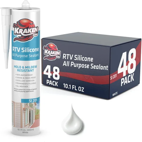 Miniatura 12 de Kraken Bond Sellador de silicona gris resistente al agua Cartucho de 100 a 10 onzas líquidas – RTV silicona calafateo para cocina y baño, todo uso