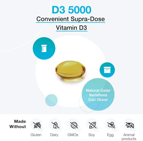 Miniatura 4 de XYMOGEN D3 5000 - Vitamina D3 biodisponible 5000 UI (125 mcg) - Suplemento de vitamina D de alta resistencia para el apoyo inmunológico