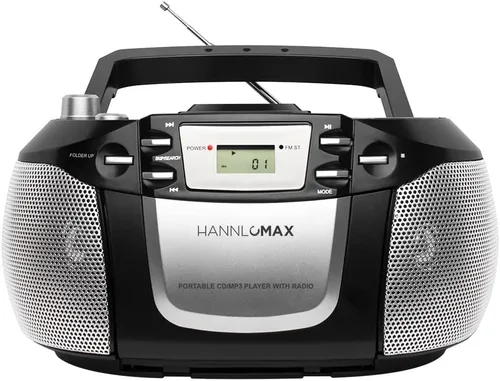 Miniatura 2 de HANNLOMAX HX-331CD Reproductor portátil de CD/MP3, radio AM/FM, pantalla LCD, conector para auriculares, fuente de alimentación dual AC/DC.