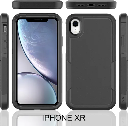 Miniatura 7 de Funda para iPhone XR: funda protectora de doble capa resistente para teléfono celular, a prueba de golpes, resistente, con protector de pantalla