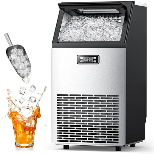 Máquina comercial para hacer hielo, 100 libras/24 horas, 45 cubos de hielo/ciclo de acero inoxidable, máquina de hielo debajo del mostrador con