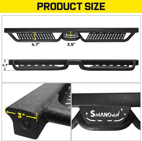 Miniatura 9 de SMANOW Estribos compatibles con Dodge Ram 1500 Quad Cab 2019-2026 (excepto Ram 2500 3500/1500 Classic), barras de escalón laterales fabricadas