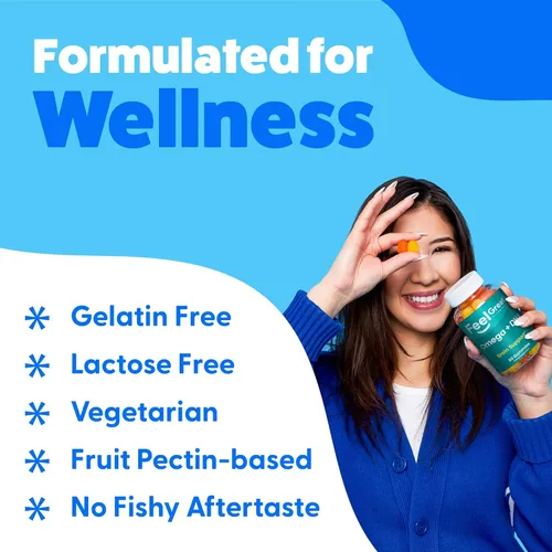 Miniatura 3 de Gomitas Omega 3 6 9 + DHA a base de plantas para niños y adultos - Suplemento vegetariano Omega con vitamina C y chía - Apoyo cerebral e