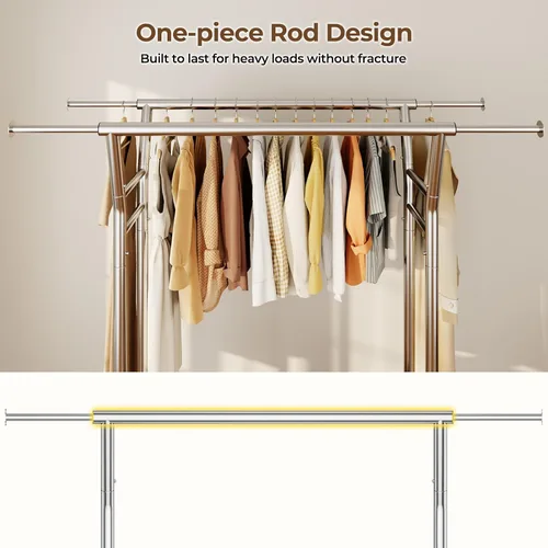 Miniatura 12 de HYSEYY Perchero de ropa resistente, perchero con ruedas para colgar ropa con estantes, carga de 700 libras, armario portátil con ruedas