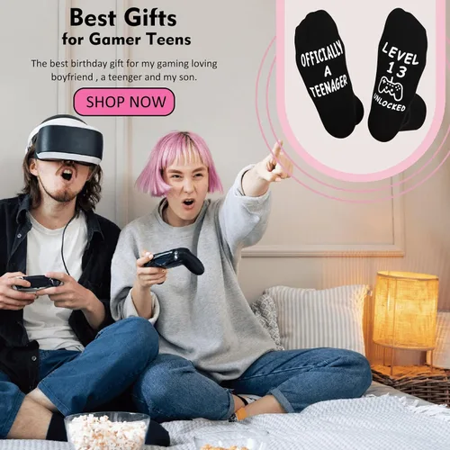 Miniatura 2 de ZXGXLAW Regalos de cumpleaños para niños y niñas de 13 años, calcetines divertidos para juegos de Navidad para adolescentes de 13 años