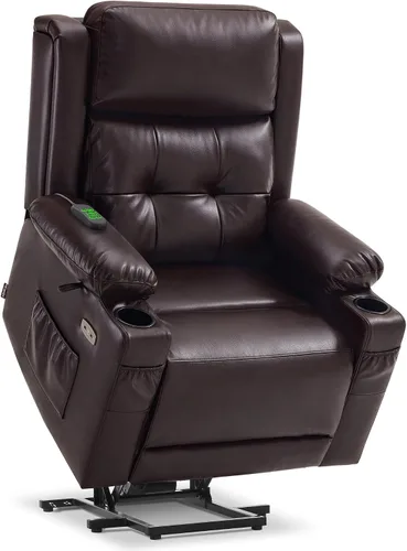 Miniatura 12 de MCombo Lay Flat 7661 - Silla reclinable con triple motor y calefacción y masaje, reposacabezas ajustable para personas mayores, posición infinita