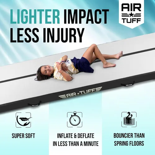 Miniatura 2 de Alfombrilla inflable para gimnasia Pista de aire para volteretas con bomba eléctrica para gimnasio en casa, yoga, animación, equipo de gimnasia