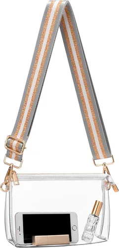 Bolso transparente para mujer Bolso cruzado aprobado por estadios, bolsa pequeña para estadios para conciertos y eventos deportivos